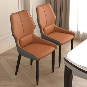 Chaise de salle à manger style italien en cuir marron, design moderne pour la maison, le bureau ou l'hôtel - Product Image 1