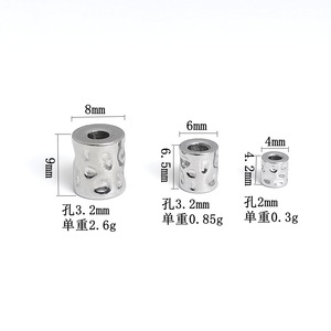 Cuentas espaciadoras cilíndricas de acero inoxidable con diseño de lunares para pulseras, collares y accesorios de joyería DIY. - Product Image 2