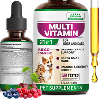 Gouttes liquides multivitaminées 21 en 1 pour chiens et chats, complément naturel pour la santé urinaire, cutanée, du pelage et immunitaire