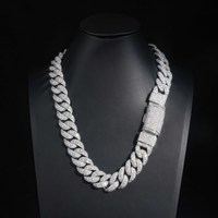 Chaîne cubaine Miami en laiton de 22 mm avec moissanite certifiée GRA, passe le testeur de diamants
