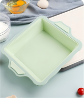 Moule à gâteau en silicone avec cadre en fer, plaque de cuisson carrée antiadhésive pour four, micro-ondes, congélateur, style nordique avec poignées anti-brûlure