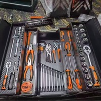 Caja de Herramientas Plegable de 3 Niveles, 85 Piezas, Kit de Herramientas Manuales para Auto y Maquinaria, Juego de Llaves de Trinquete para Reparaciones Domésticas