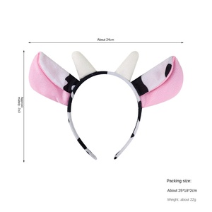 قرن كرتون لطيف ربطة رأس بقرة للإناث لهالوين إكسسوار شعر أطفال بقر قطيفة - Product Image 6