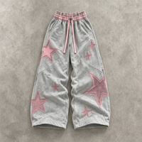Pantalon de survêtement baggy personnalisé pour homme, coupe large, avec écusson étoile brodé, style streetwear décontracté, vente en gros B2B OEM