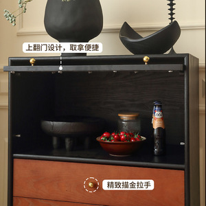 Rushan Solid Wood <b>Chest</b> Of Drawers 4 Drawer Glass Door <b>Storage</b> Cabinet Living Room Furniture - Product Image 3