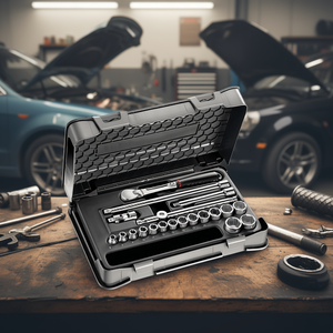 <b>Socket</b> Set 3/8 <b>Inch</b> Drive <b>12</b> Point Metric And Standard With Ratchet And Extension Bars For Automotive Repair - Product Image 3