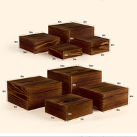 Lot de 8 supports de buffet en bois de pin, présentoirs alimentaires en cubes emboîtables multi-tailles pour table de buffet et traiteur, rehausseurs de nourriture pour buffet