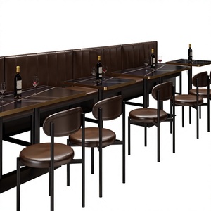 Set Moderno Minimalista di Tavolo e Sedie in Legno Massello per Bar, Bistrot, Caffetterie, Locali Notturni, Sale da Pranzo e Ristoranti - Product Image 1