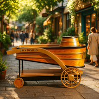Chariot de service à boissons artistique peint à la main de luxe avec accents dorés en fibre de verre de qualité supérieure JingYue personnalisé