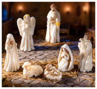 Décoration de chambre d'enfant, ornement en résine, artisanat en résine 3D, sculpture de Marie, de l'agneau, de Joseph, de Jésus, mini-fée, petite figurine d'ange