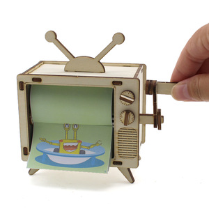 Wooden Hand Crank Animation Machine <b>Diy</b> <b>Kit</b> Science Education Toy For Kids Age 4 6 Years Manual Operation No Battery - Product Image 4