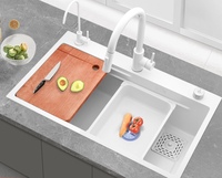 Évier de cuisine encastré multifonction moderne et élégant avec robinet en acier inoxydable