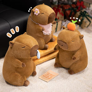 批发二合一可爱水豚卡通毛绒玩具pp棉填充网布午休毯棕色枕头填充动物玩具 - Product Image 4