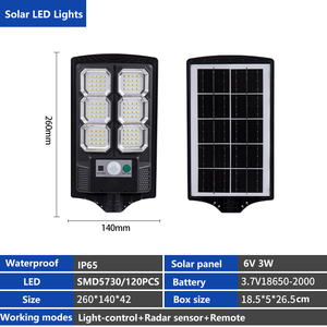 High Brightness IP65 Waterproof Rechargeable <b>LED</b> Integrated Outdoor Solar Street <b>Light</b> <b>Motion</b> <b>Sensor</b> Induction Wall Mount ABS - Product Image 3