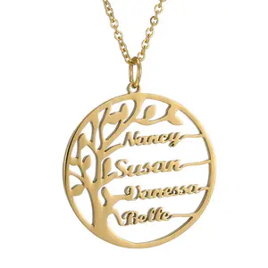 YIWU YASHI Jewelry brand personalized stainless steel life tree custom female name necklace