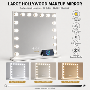 Professional LED <strong>Vanity</strong> <strong>Mirror</strong> with 17 Dimmable Bulbs Large Desktop Makeup <strong>Mirror</strong> for Dressing <strong>Table</strong> Beauty Studio - Product Image 4