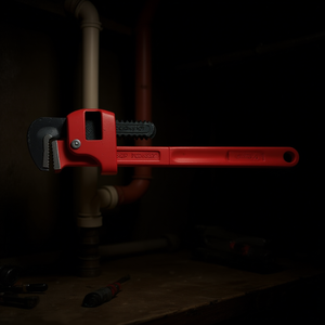 Clé à tuyau réglable 301 N, poignée en L, outil en acier rouge pour la réparation de plomberie - Product Image 3