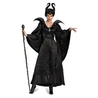Hitam Ratu Penyihir Jahat Kostum Seksi Hitam Halloween Tutup Kepala Jahat Cosplay Fancy Gaun Pakaian Kostum