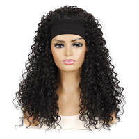 Penjualan Terbaik wig ikat kepala keriting beberapa warna mode sintetis pembungkus kepala wig keriting untuk penggunaan sehari-hari wanita