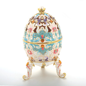 Œuf <span class=keywords><strong>Fabergé</strong></span> de <span class=keywords><strong>style</strong></span> vintage classique peint à la main avec un émail riche et des strass étincelants, boîte à bijoux - Product Image 5