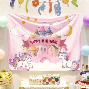 Sfondo in Tessuto per <span class=keywords><strong>Compleanno</strong></span> <span class=keywords><strong>con</strong></span> Simpatici <span class=keywords><strong>Animali</strong></span> Cartoon, Striscione <span class=keywords><strong>Buon</strong></span> <span class=keywords><strong>Compleanno</strong></span> <span class=keywords><strong>con</strong></span> Clip, Decorazioni per Feste di Bambini - Product Image 3