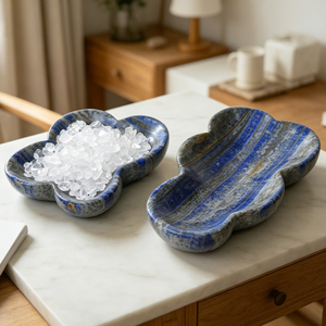 Nouvel arrivage : Bol en lapis-lazuli sculpté à la main en forme de fleur, en cristal naturel, pour la guérison et la décoration - Product Image 4