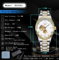 Montre automatique mécanique pour homme LONGLUX, élégante, de luxe, étanche, squelette, pour affaires, vente en gros, acier inoxydable, montre cadeau.