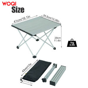 Table de camping pliable Woqi en aluminium 41x34,5 cm, table de pique-nique portable pour extérieur et plage avec sac de transport - Product Image 1