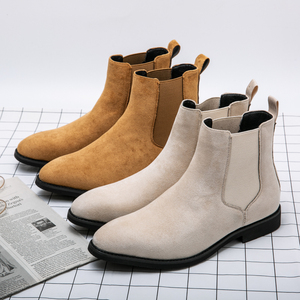 <span class=keywords><strong>Stivali</strong></span> Chelsea da uomo in finta pelle scamosciata, design classico, taglia grande, giallo bianco, comodi. - Product Image 3