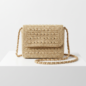 Sac à bandoulière vintage bohème en raphia tressé à la main, avec fermeture magnétique et deux anses, idéal pour l'été, la plage et les voyages - Product Image 4