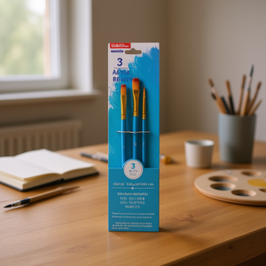 Brushon 3-Piece Paintbrush Set Nylon Bristles Plastic Handle Metal Ferrule WB-5013 Art Supplies - Product Image 2