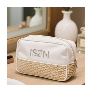 Bolsa de Maquillaje de Paja Tejida Personalizable <span class=keywords><strong>ISEN</strong></span> Neceser de Viaje para Mujer Organizador de Cosméticos - Product Image 1