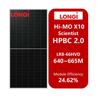 Panel Surya Longi Hi-Mo X10 Scientist LR8-66HVD Komersial untuk Rumah Tangga, Bifasial, Kaca Ganda, Monokristalin 640W 650W 660W