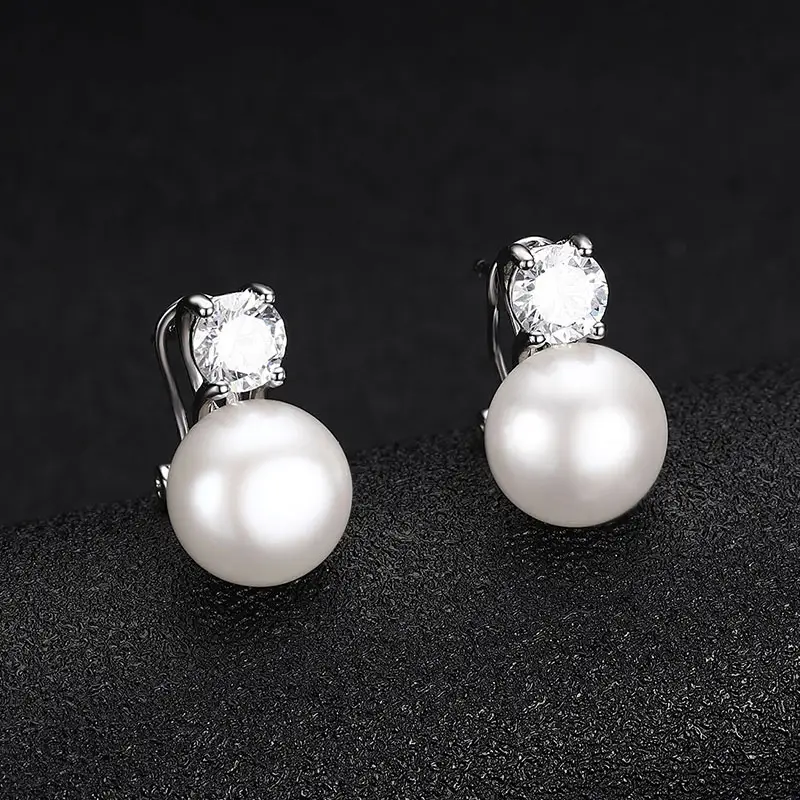 925 Silver Polishing Boutique Jewelry Earrings Large Size 11mm Round Freshwater Round Pearl Earrings