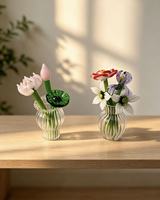 Ensemble de mini-vases à fleurs en verre transparent côtelé, petits vases décoratifs en verre pour table, centre de table pour mariage, vente en gros