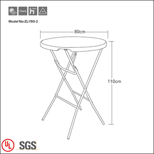 Sedia e Tavolo Pieghevoli in Plastica HDPE per <span class=keywords><strong>Giardino</strong></span> a Prezzi Convenienti, Tavolo Rotondo Pieghevole 80CM, Altezza 110CM/Sedia <span class=keywords><strong>da</strong></span> Bar Pieghevole - Product Image 6