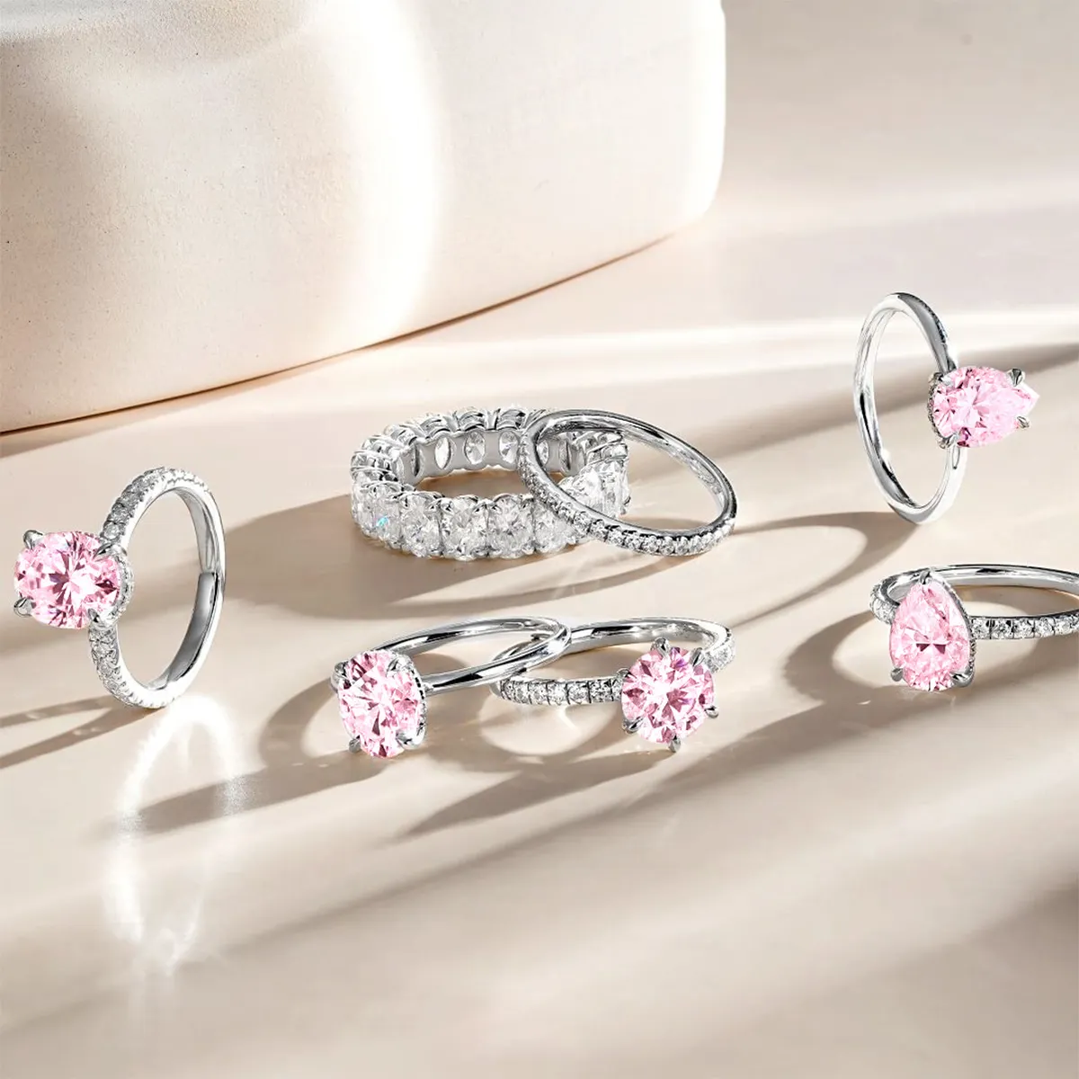 Finest Pink Collection Fine Fashion Jewelry Rings Solid 925 Sterling Silver 5A 8A Cubic Zirconia Bridal Daily Wear Women Ring