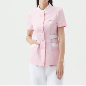Ensemble 2 pièces pour femmes, tunique ajustée <span class=keywords><strong>de</strong></span> style asiatique (thai, coréen), tenue <span class=keywords><strong>de</strong></span> travail pour spa, coiffeuse, soins, toilettage d'animaux, vêtements <span class=keywords><strong>de</strong></span> travail - Product Image 3