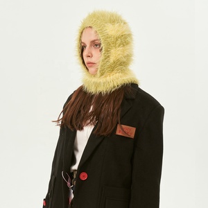 Mùa Thu Mùa Đông Sọc Đa Màu Sắc Faux Chồn Lông Fluffy Dệt Kim Trượt Tuyết Mặt Nạ Balaclava <span class=keywords><strong>Snood</strong></span> - Product Image 2