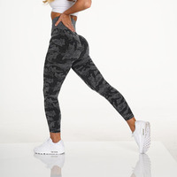 Pantalons de yoga camouflage à taille haute élastique sans couture pour femmes, logo personnalisé imprimé, extensibles dans quatre directions, séchage rapide, écologiques, coupe-vent, leggings