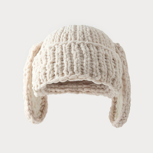 Chapeau en tricot crochet long SOLPOP en forme de lapin pour femmes, couvre-chef chaud d'hiver, pull-over, <span class=keywords><strong>cagoule</strong></span>, fil épais fait à la main, bonnet à oreilles de lapin - Product Image 3
