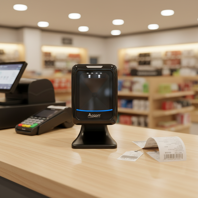OCBS-T288 OCOM Top Performance Desktop USB Interface Price Checker Scanner for Supermarkets Fast Reading Barcode Reader Scanner