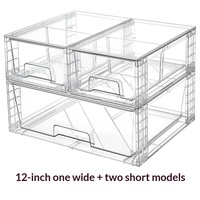 Boîte de rangement pour télécommandes en plastique, modèles 1 large et 2 petits, rectangulaire, avec couvercle pliable, empilable et amovible, pour rangement polyvalent (type armoire)