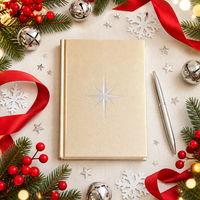 Carnet personnalisé A5 à couverture rigide, reliure cousue, 80 feuilles, motif étoile boussole or et argent, thème Noël, impression personnalisée