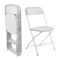 SK-ZDY-B001 vente en gros de chaise pliante de mariage en plastique de jardin extérieur blanc en métal partie de chaise de mariage pliante en plastique moderne populaire