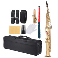 Hot Sale Factory Price Wholesale Brass Baked Gold Paint Professional Performance Bb Tone Straight Treble Saxophone Gold Lacquer