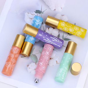 Custom <b>Macaron</b> Colorful Roll-On Glass Perfume Bottle 10ml Silk Screen Printing Flower Pattern Cylinder Shape Personal 100pcs <b>Box</b> - Product Image 6