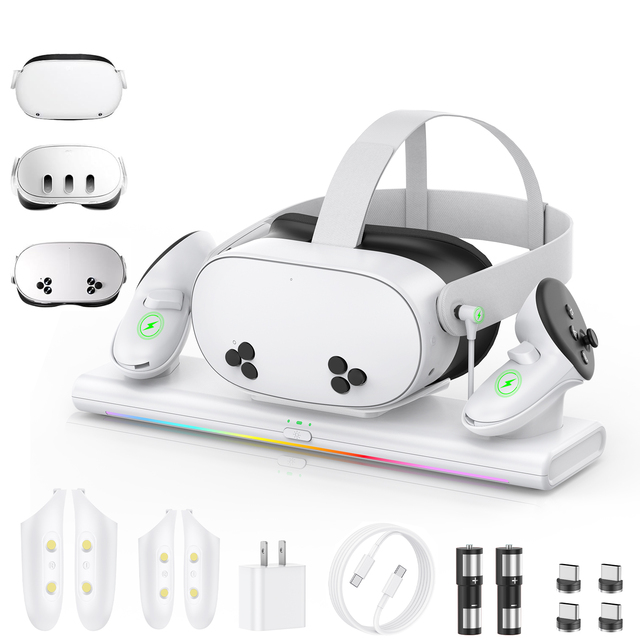 New Arrival Type-C Colorful RGB 20W Fast Charging Dock for Quest 3S/Quest 3/Quest 2