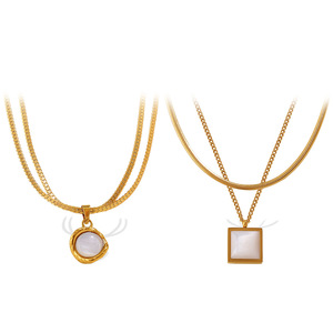 Collar con Colgante Geométrico, Diseño Irregular con Engaste de Aleación de Zinc, Cadena Multicapa para Uso Diario, Tono Dorado - Product Image 5