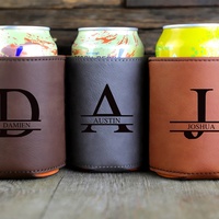 Refroidisseurs de canettes de bière en mousse EVA personnalisée, cuir PU, cadeaux pour enterrement de vie de garçon, logo gravé au laser